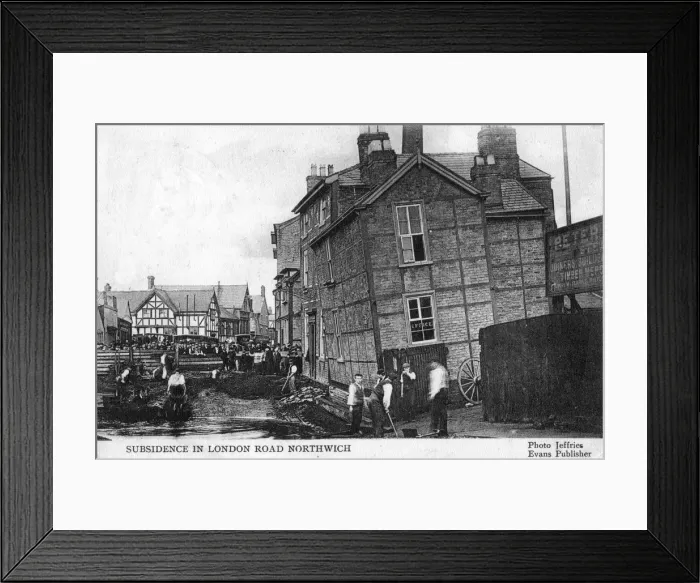 Framed Print : Subsidence in London Road, Northwich, 1905. Artist: Jeffries Framed Print : Subsidence in London Road, Northwich, 1905. Artist: Jeffries