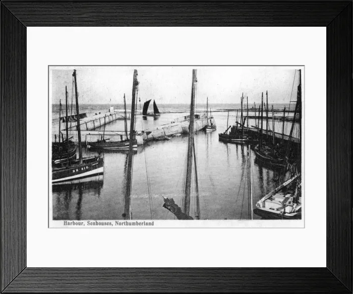 Framed Print : Harbour, Seahouses, Northumberland, 1905