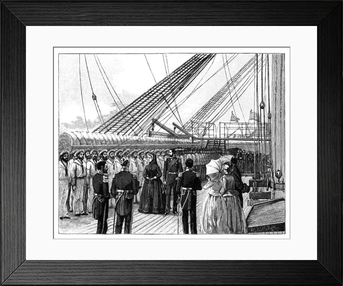 Framed Print : Queen Victoria inspecting HMS Galatea, Osborne Bay, c1860s Framed Print : Queen Victoria inspecting HMS Galatea, Osborne Bay, c1860s