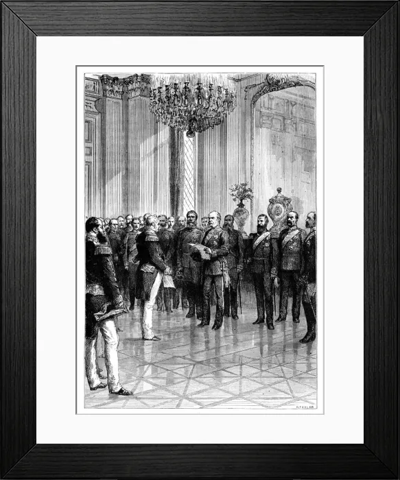Framed Print : Proclaiming Kaiser Wilhelm I as first German Emperor, Versailles, 1871 (late 19th century). Artist: R Taylor Framed Print : Proclaiming Kaiser Wilhelm I as first German Emperor, Versailles, 1871 (late 19th century). Artist: R Taylor