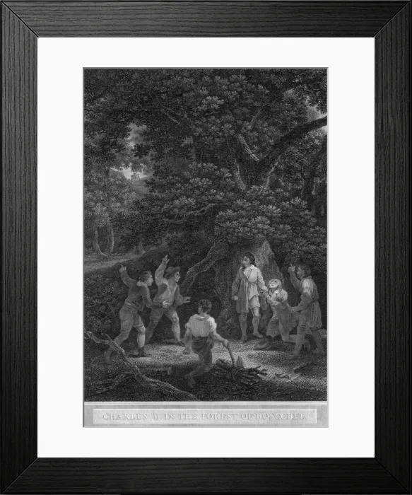 Framed Print : Charles II in the forest of Boscobel, 1651. Artist: Pouney & Rhodes Framed Print : Charles II in the forest of Boscobel, 1651. Artist: Pouney & Rhodes