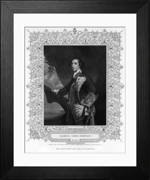 Framed Print : Admiral George Brydges Rodney (1719-1792), 1st Baron Rodney, 19th century. Artist: H Robinson Framed Print : Admiral George Brydges Rodney (1719-1792), 1st Baron Rodney, 19th century. Artist: H Robinson