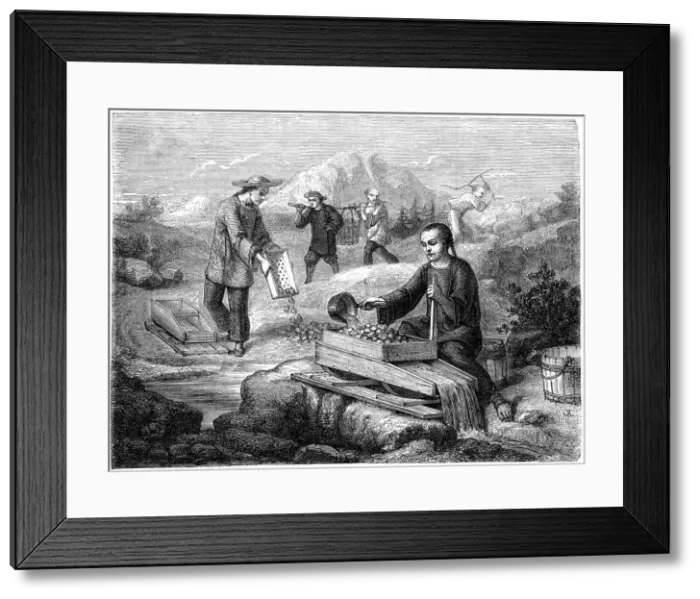 Framed Print : Chinese miners, California, 19th century. Artist: Gustave Adolphe Chassevent-Bacques Framed Print : Chinese miners, California, 19th century. Artist: Gustave Adolphe Chassevent-Bacques