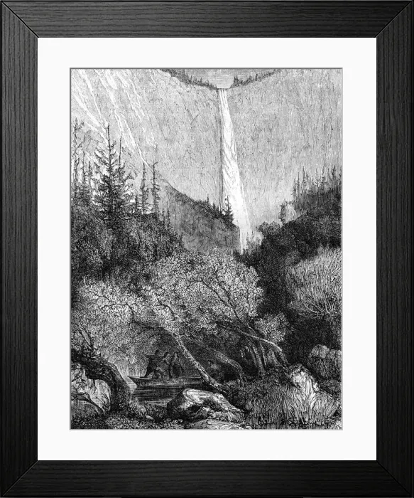 Framed Print : Waterfall, Yosemite National Park, California, 19th century. Artist: Paul Huet Framed Print : Waterfall, Yosemite National Park, California, 19th century. Artist: Paul Huet