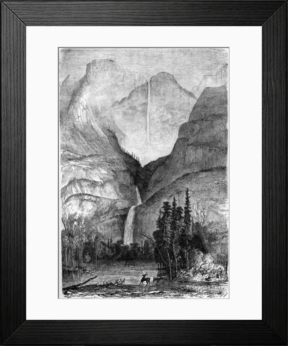 Framed Print : Yosemite Falls, California, 19th century. Artist: Paul Huet Framed Print : Yosemite Falls, California, 19th century. Artist: Paul Huet