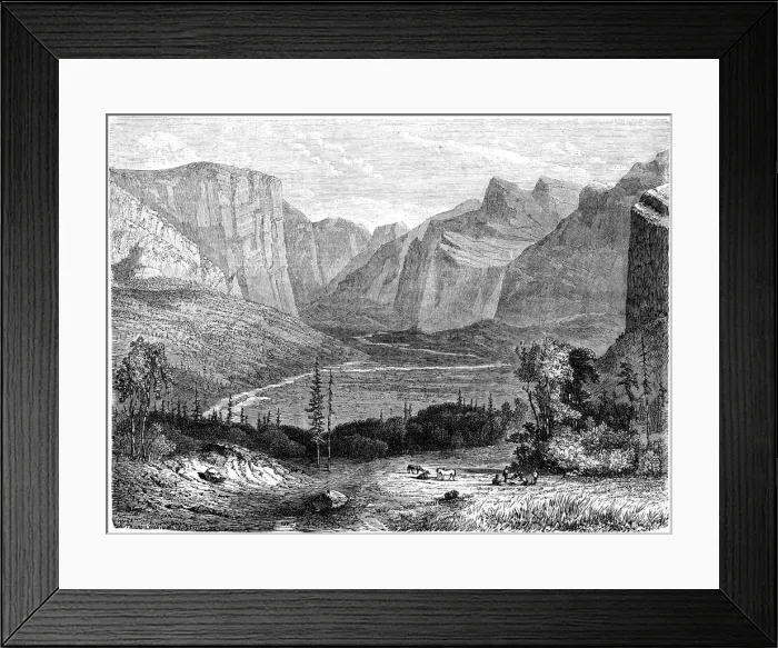 Framed Print : Yosemite Valley, California, 19th century. Artist: Paul Huet