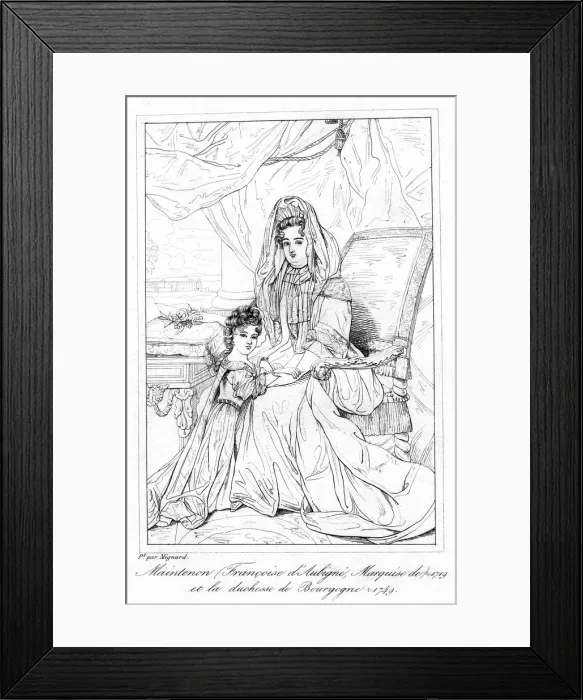 Framed Print : Francoise d Aubigne, and the Duchess of Bourgogne. Artist: Pierre Mignard Framed Print : Francoise d Aubigne, and the Duchess of Bourgogne. Artist: Pierre Mignard