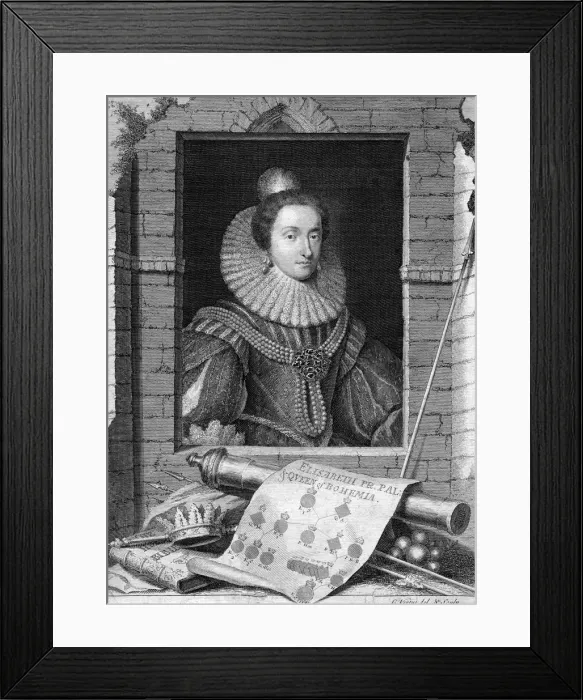 Framed Print : Elizabeth of Bohemia, c1700-1750. Artist: George Vertue Framed Print : Elizabeth of Bohemia, c1700-1750. Artist: George Vertue