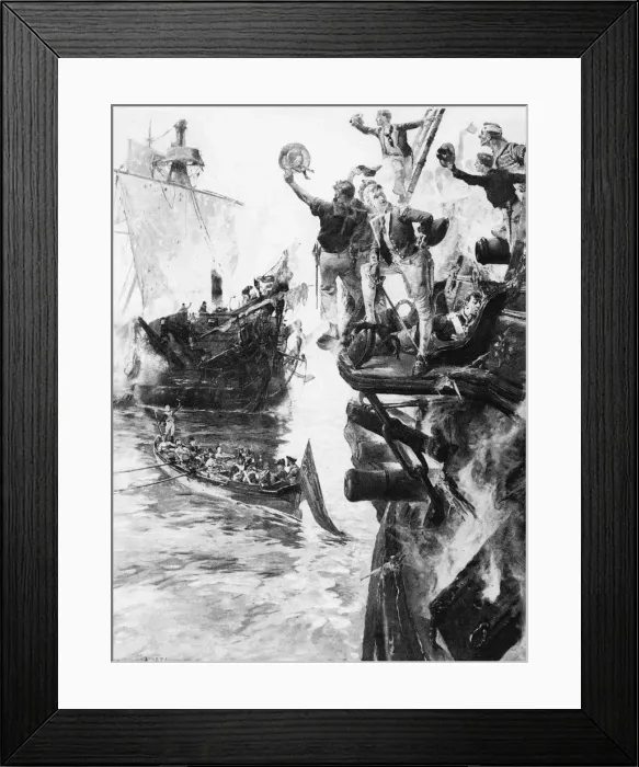 Framed Print : Victory. A prize crew taking possession of a captured enemy ship Framed Print : Victory. A prize crew taking possession of a captured enemy ship