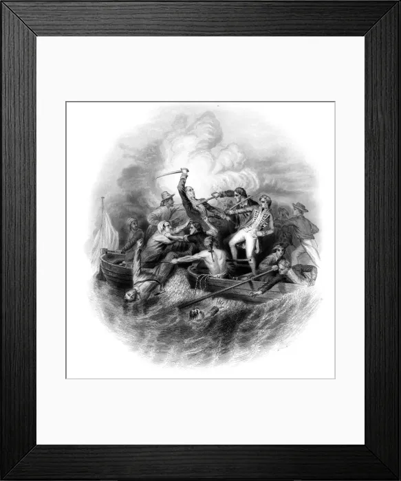 Framed Print : Gunboat encounter between Nelson and Don Miguel Tyrason, 1797. Artist: George Greatbatch Framed Print : Gunboat encounter between Nelson and Don Miguel Tyrason, 1797. Artist: George Greatbatch