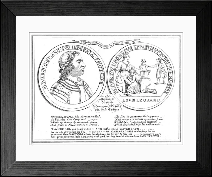 Framed Print : Medal from the time of Oliver Cromwell, 17th century Framed Print : Medal from the time of Oliver Cromwell, 17th century