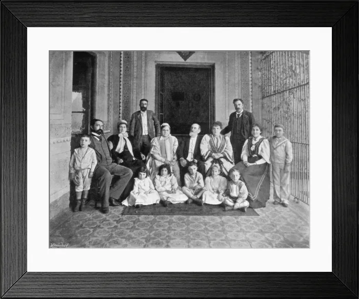 Framed Print : Senor Saenz Pena and some of his family, on his seventy-third birthday, 1895. Artist: George Meisenbach Framed Print : Senor Saenz Pena and some of his family, on his seventy-third birthday, 1895. Artist: George Meisenbach