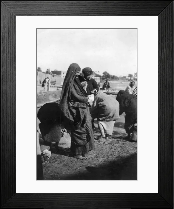 Framed Print : Women collecting water at on the Tigris River, Baghdad, Iraq, 1917-1919 Framed Print : Women collecting water at on the Tigris River, Baghdad, Iraq, 1917-1919