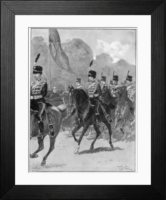 Framed Print : Review of the 1st Yeomanry Brigade by the queen in Windsor Park, 1894. Artist: William Barnes Wollen Framed Print : Review of the 1st Yeomanry Brigade by the queen in Windsor Park, 1894. Artist: William Barnes Wollen
