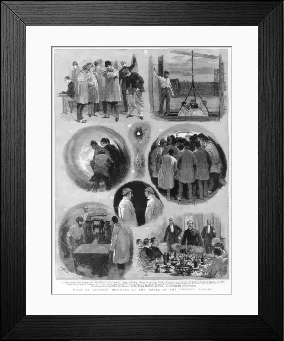 Framed Print : Visit of military officials to the works of the channel tunnel, 1884. Artist: J Nash Framed Print : Visit of military officials to the works of the channel tunnel, 1884. Artist: J Nash