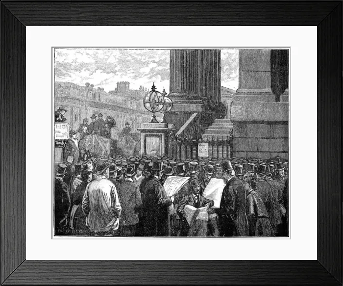 Framed Print : Crowd at the Mansion House reading the bulletins of the Prince of Waless illness, 1871 (1900) Framed Print : Crowd at the Mansion House reading the bulletins of the Prince of Waless illness, 1871 (1900)