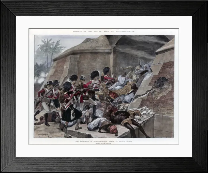 Framed Print : The storming of Seringapatam resulting in the death of Tippu Sultan, 1894. Artist: Richard Caton Woodville II Framed Print : The storming of Seringapatam resulting in the death of Tippu Sultan, 1894. Artist: Richard Caton Woodville II