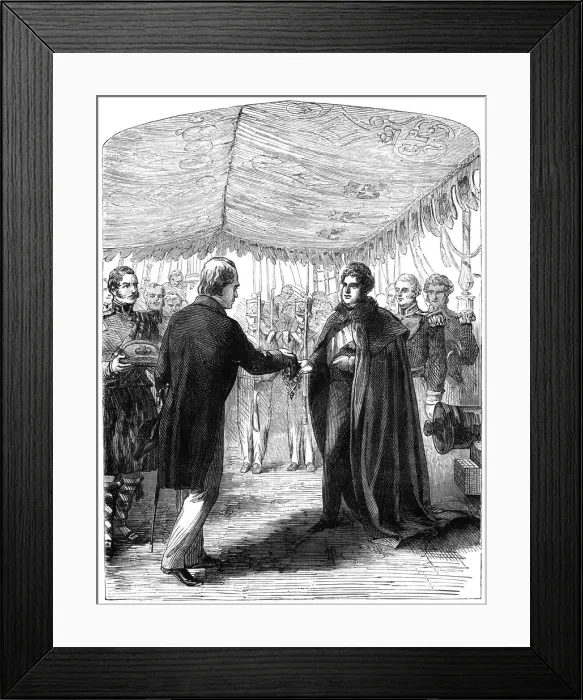 Framed Print : Sir Walter Scott presenting the Cross of St Andrew to King George IV, 1822 Framed Print : Sir Walter Scott presenting the Cross of St Andrew to King George IV, 1822