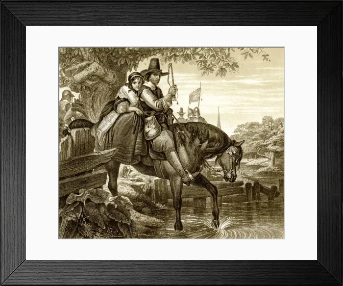Framed Print : Charles II in disguise aided in his escape by Jane Lane, 1651, (19th century). Artist: H Bourne Framed Print : Charles II in disguise aided in his escape by Jane Lane, 1651, (19th century). Artist: H Bourne