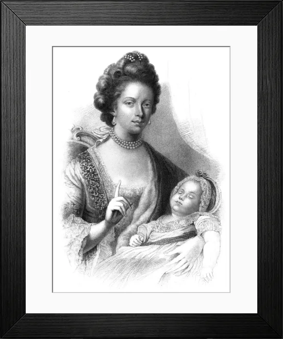 Framed Print : Queen Charlotte (1744-1818) with the future King George IV (1762-1830), 19th century. Artist: Henry Adlard