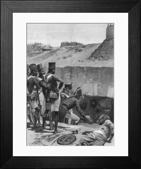 Framed Print : Finding the British prisoners under the casemates in the fortifications, 1894. Artist: Richard Caton Woodville II Framed Print : Finding the British prisoners under the casemates in the fortifications, 1894. Artist: Richard Caton Woodville II