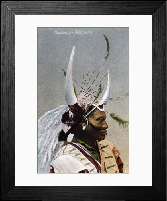 Framed Print : Headdress of a Ricksha Boy, Durban, 1917 Framed Print : Headdress of a Ricksha Boy, Durban, 1917