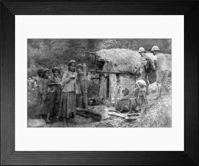 Framed Print : Girls and British soldiers, Chakrata hills, India, 1917 Framed Print : Girls and British soldiers, Chakrata hills, India, 1917
