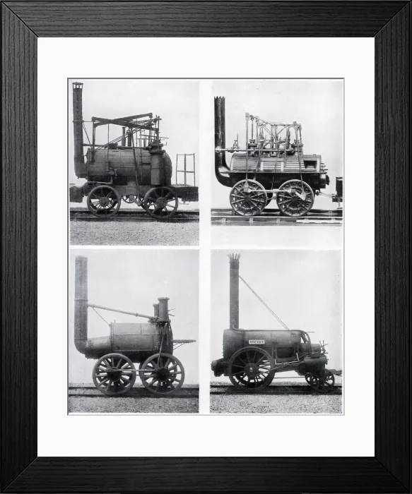 Framed Print : Early locomotives, 19th century, (c1920) Framed Print : Early locomotives, 19th century, (c1920)