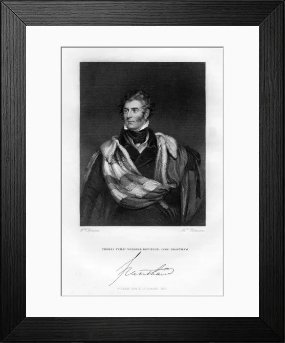 Framed Print : Thomas Philip Weddell Robinson, Lord Grantham, 1829. Artist: H Robinson Framed Print : Thomas Philip Weddell Robinson, Lord Grantham, 1829. Artist: H Robinson
