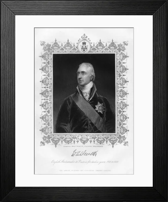 Framed Print : Charles Whitworth, Viscount Whitworth, 19th century. Artist: H Robinson Framed Print : Charles Whitworth, Viscount Whitworth, 19th century. Artist: H Robinson