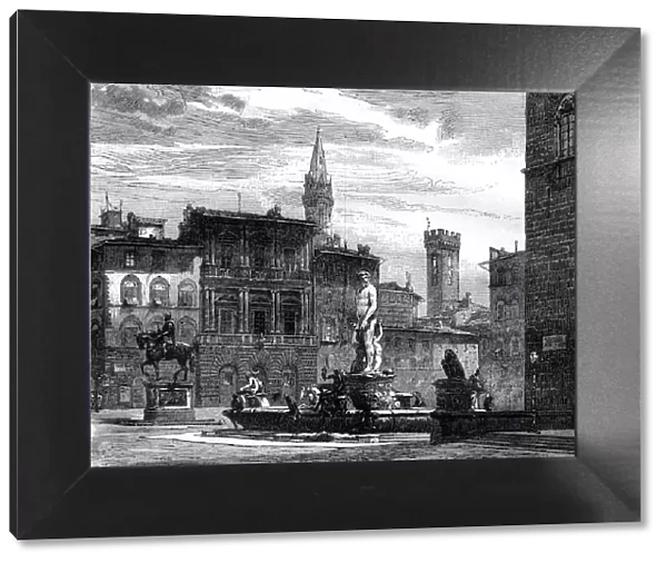 The Fountain of Neptune, Piazza della Signoria, Florence, Italy, 19th century