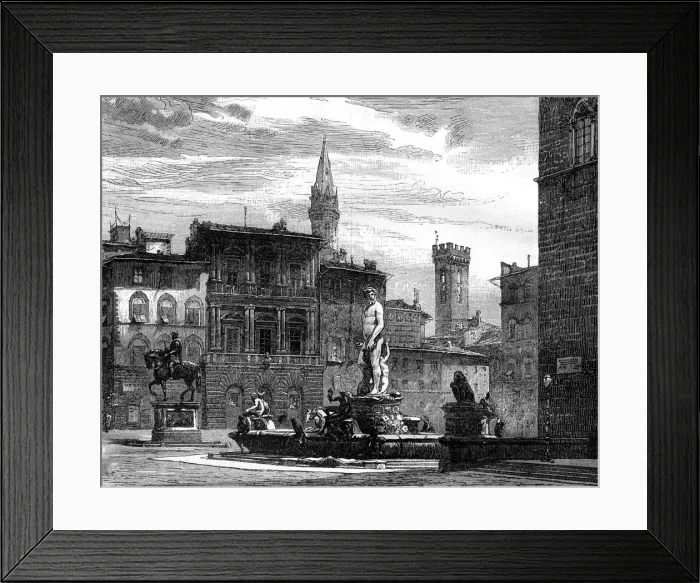 Framed Print : The Fountain of Neptune, Piazza della Signoria, Florence, Italy, 19th century Framed Print : The Fountain of Neptune, Piazza della Signoria, Florence, Italy, 19th century