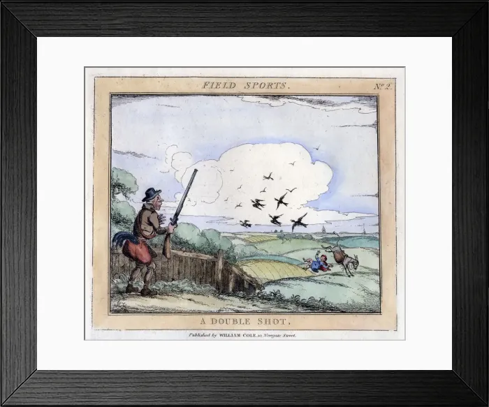 Framed Print : Field Sports: A Double Shot, late 18th-early 19th century Framed Print : Field Sports: A Double Shot, late 18th-early 19th century