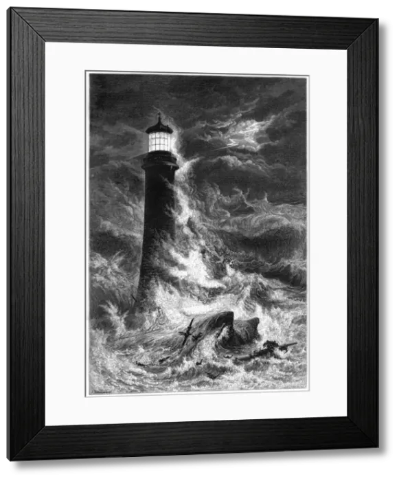 Framed Print : Eddystone Lighthouse, 19th century Framed Print : Eddystone Lighthouse, 19th century
