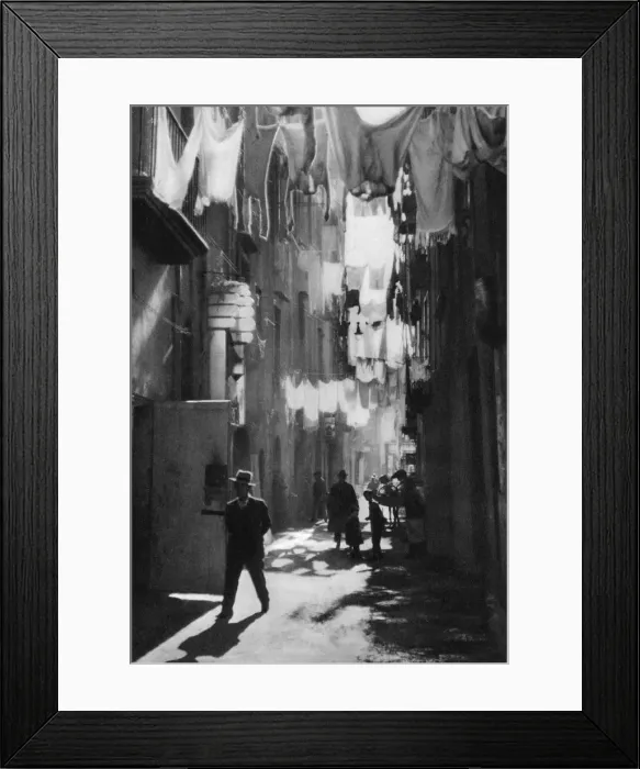 Framed Print : Narrow street in Naples, Italy, 1937. Artist: Martin Hurlimann Framed Print : Narrow street in Naples, Italy, 1937. Artist: Martin Hurlimann