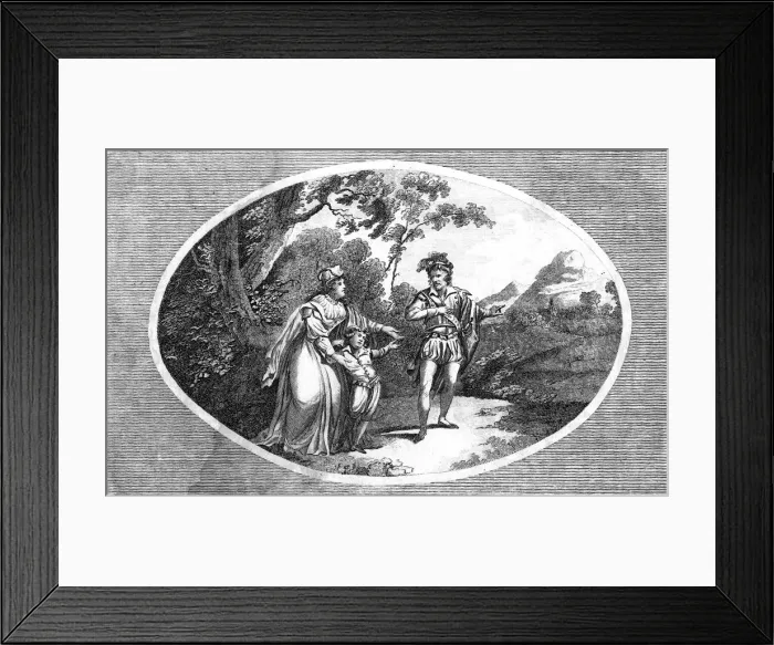 Framed Print : Queen Margaret presenting her son to a robber for protection. Artist: Morris Framed Print : Queen Margaret presenting her son to a robber for protection. Artist: Morris