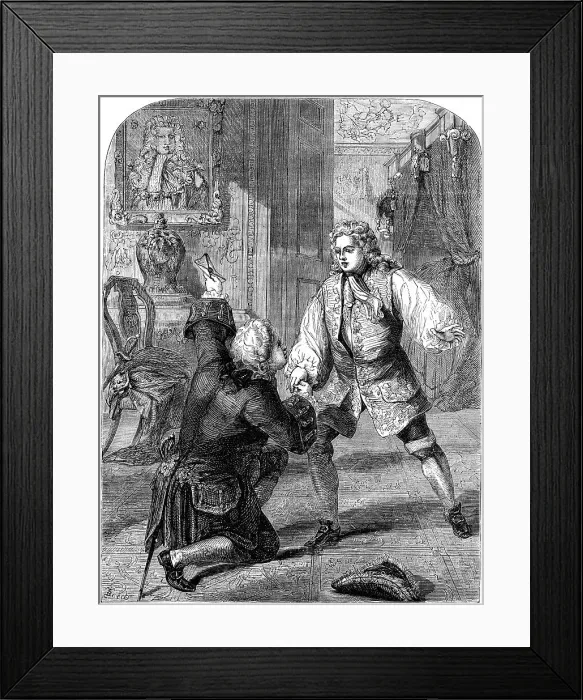 Framed Print : George II receiving news of his fathers death from Walpole, 1727. Artist: Beech Framed Print : George II receiving news of his fathers death from Walpole, 1727. Artist: Beech