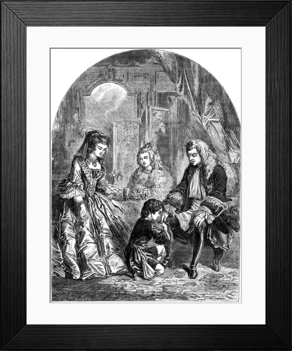 Framed Print : Horace Walpoles first interview with King George I. Artist: J Nicholson Framed Print : Horace Walpoles first interview with King George I. Artist: J Nicholson