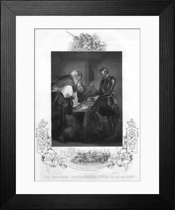 Framed Print : Earl Warenne justifying the title to his estates. Artist: J Rogers Framed Print : Earl Warenne justifying the title to his estates. Artist: J Rogers
