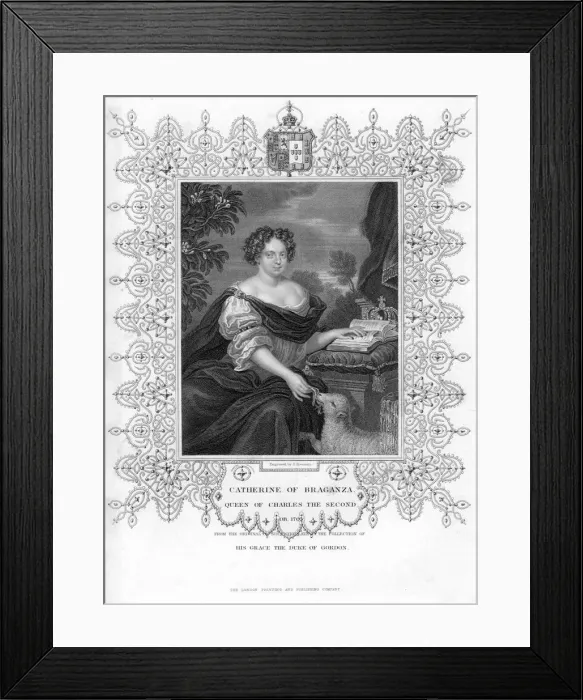 Framed Print : Catherine of Braganza, Queen Consort of King Charles II of England, (19th century). Artist:s Freeman Framed Print : Catherine of Braganza, Queen Consort of King Charles II of England, (19th century). Artist:s Freeman