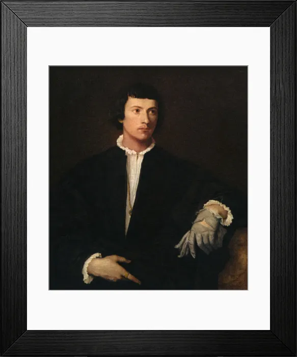 Framed Print : The Man with a Glove, c1520, (1937). Artist: Titian Framed Print : The Man with a Glove, c1520, (1937). Artist: Titian