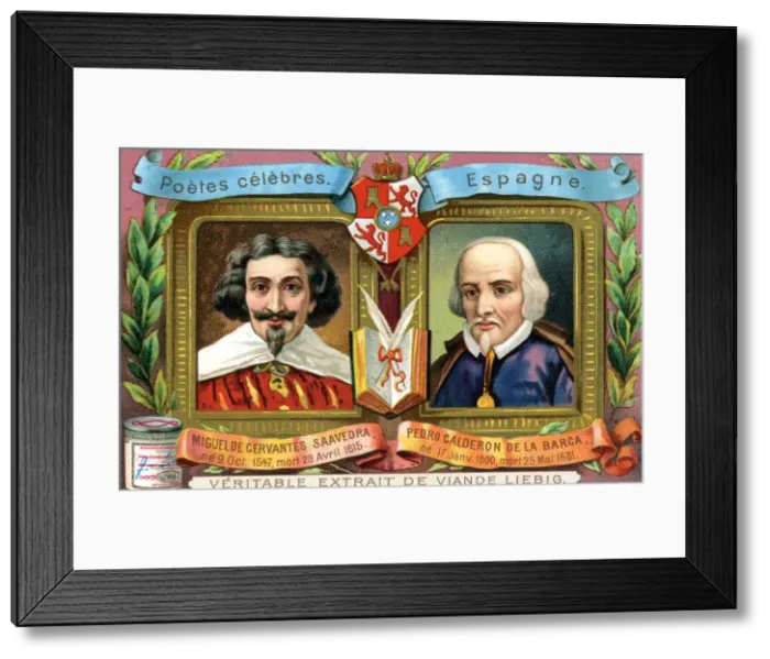 Framed Print : Miguel de Cervantes Saavedra and Pedro Calderon De La Barca, c1900 Framed Print : Miguel de Cervantes Saavedra and Pedro Calderon De La Barca, c1900