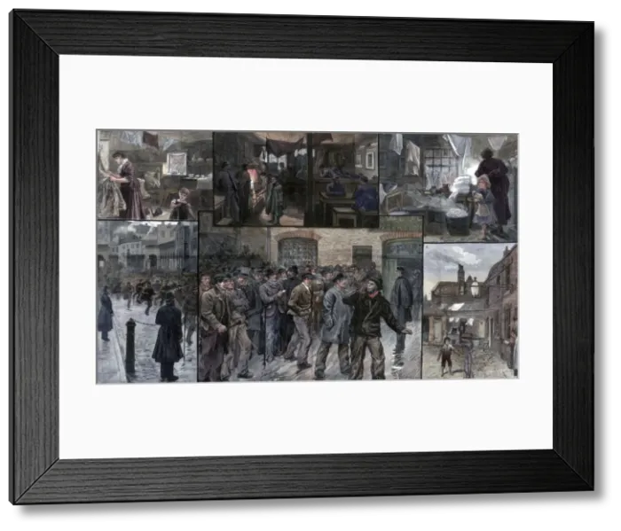 Framed Print : Distress in the East End of London, 1886. Artist: Charles Joseph Staniland Framed Print : Distress in the East End of London, 1886. Artist: Charles Joseph Staniland