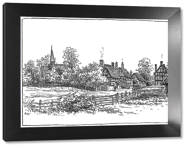 Luddington village and new church, Warwickshire, 1885. Artist: Edward Hull