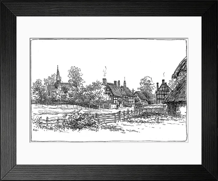 Framed Print : Luddington village and new church, Warwickshire, 1885. Artist: Edward Hull Framed Print : Luddington village and new church, Warwickshire, 1885. Artist: Edward Hull