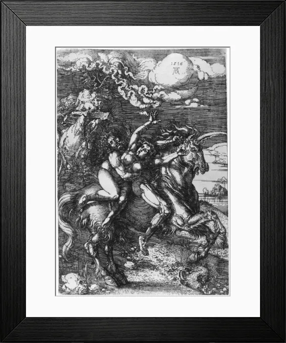 Framed Print : The Abduction on the Unicorn, 1516, (1936). Artist: Albrecht Durer Framed Print : The Abduction on the Unicorn, 1516, (1936). Artist: Albrecht Durer