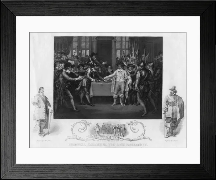 Framed Print : Oliver Cromwell (1599-1654) dissolving the Long Parliament, 19th century. Artist: J Rogers Framed Print : Oliver Cromwell (1599-1654) dissolving the Long Parliament, 19th century. Artist: J Rogers