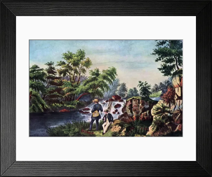 Framed Print : The Trout Stream, 1852. Artist: Currier and Ives Framed Print : The Trout Stream, 1852. Artist: Currier and Ives
