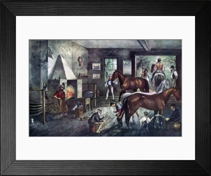 Framed Print : Trotting Cracks at the Forge, 1869. Artist: Currier and Ives Framed Print : Trotting Cracks at the Forge, 1869. Artist: Currier and Ives