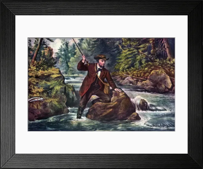 Framed Print : Brook Trout Fishing, 1862. Artist: Currier and Ives Framed Print : Brook Trout Fishing, 1862. Artist: Currier and Ives
